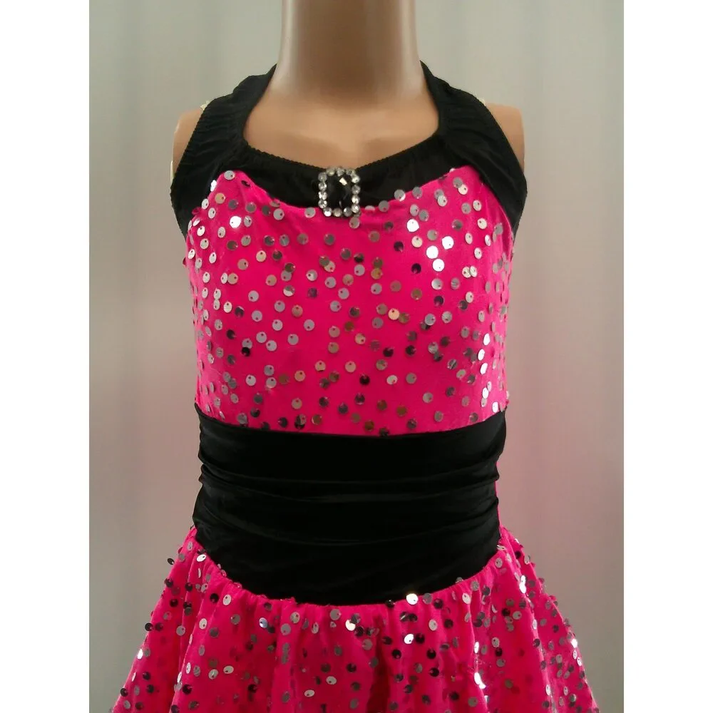 Pre-Owned Dance Costume Medium Child Pink Costume Gallery 17316 Jazz Tap Cloggi